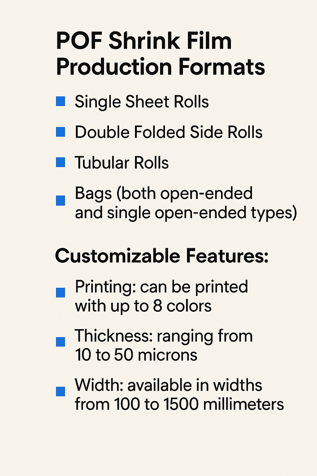POF Shrink Film Production Formats